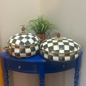 RETIRED MacKenzie-Childs Black and White Courtly Checkered Cookware Set